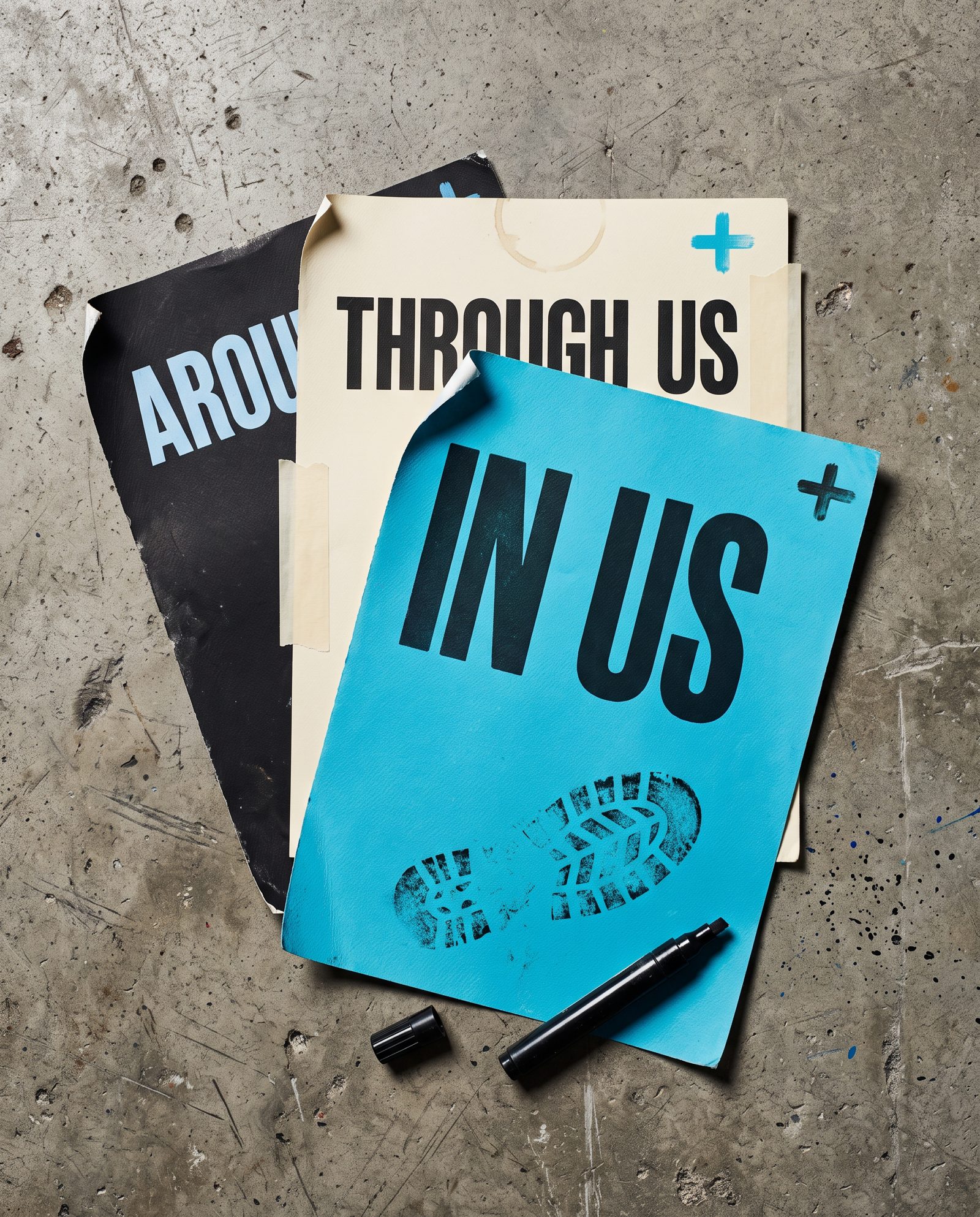 Three movement posters side by side