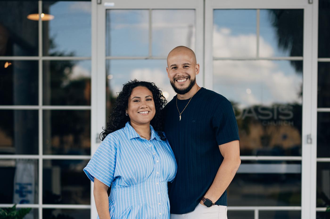 A couple outside Oasis Church