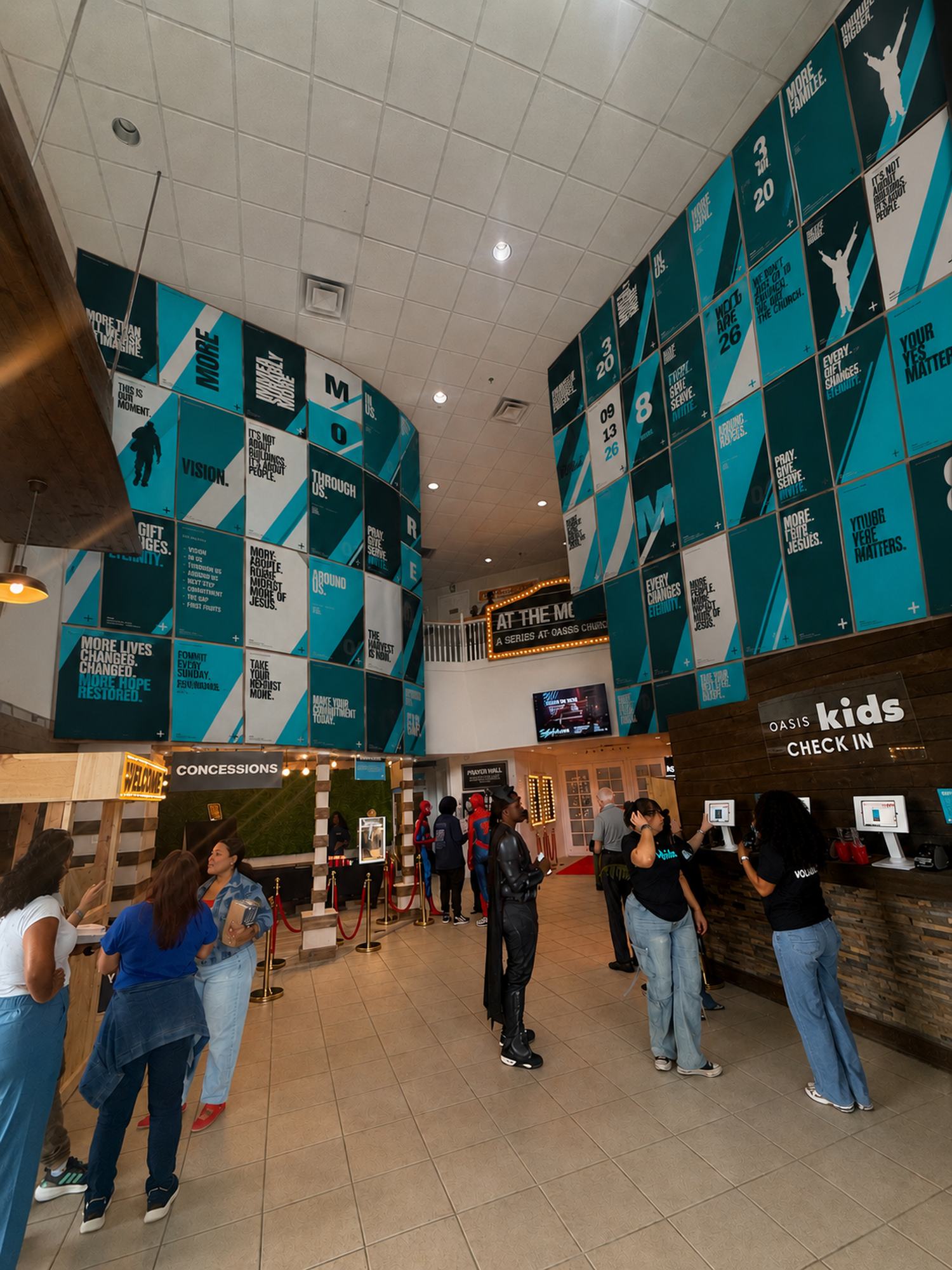 Concept view of the Immeasurably More campaign in the Oasis lobby